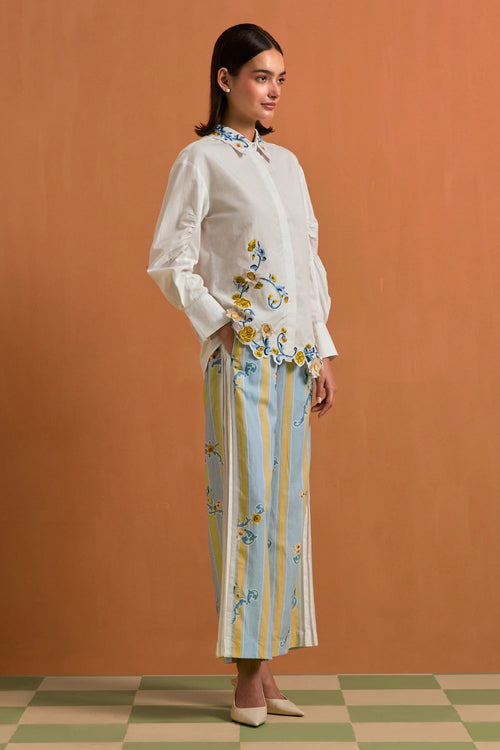 White Aurelia Floral Embroidered Co-ord Set