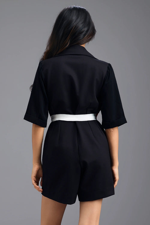 Black Tailored Playsuit