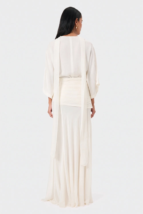 Pearl Ruched Waist Kimono Gown