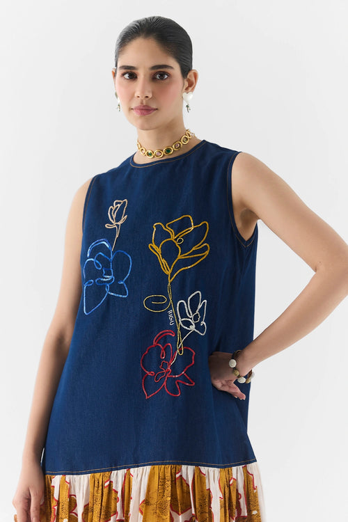 Elara Denim A-Line Dress