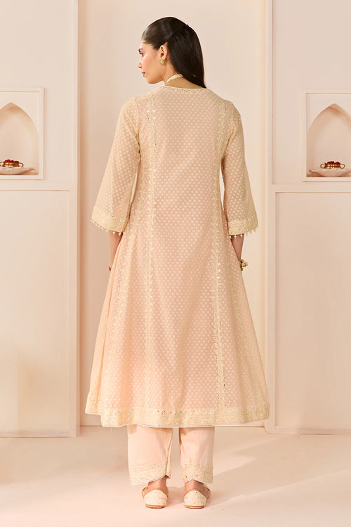 Firdaus Carnation Pink Long Kalidaar Chauga with Dogri Salwar and Dupatta