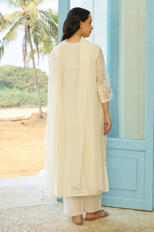 Ivory Thread Embroidered Kurta set