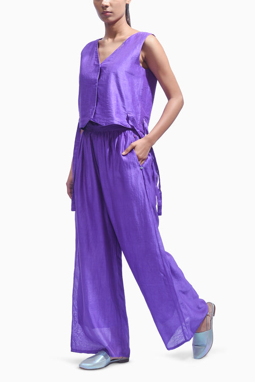 Violet Cross Silk Co-ord Set