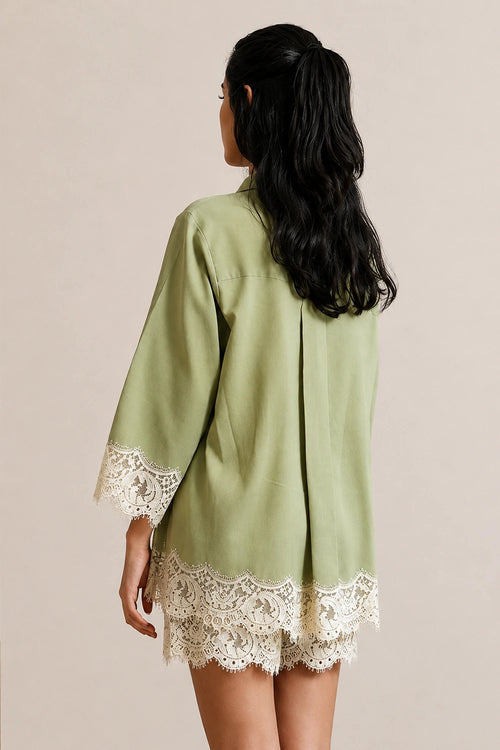 Sage Lace Shorts Set