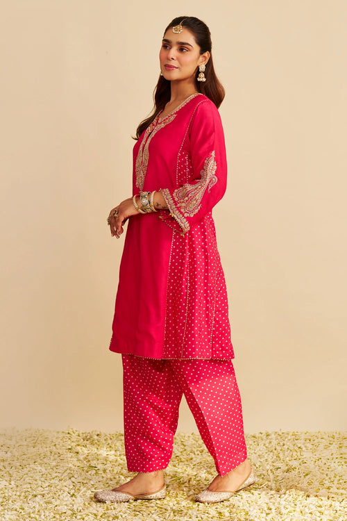 Jeriah Hotpink Short Chauga with Salwar