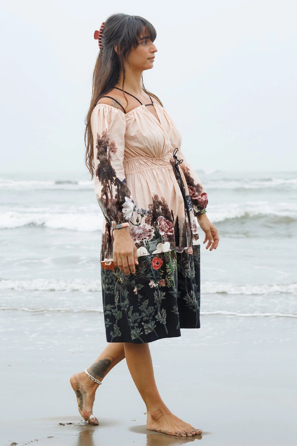 Peach Forest Crump Black Knot Dress