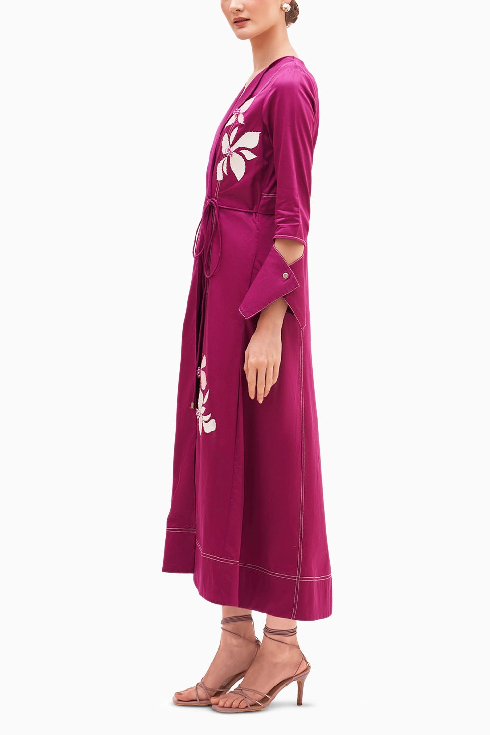 Raspberry Flota Wrap Cape Dress