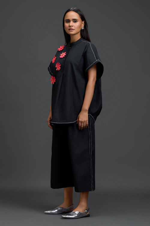 Black Floral Patch Co-ord Set