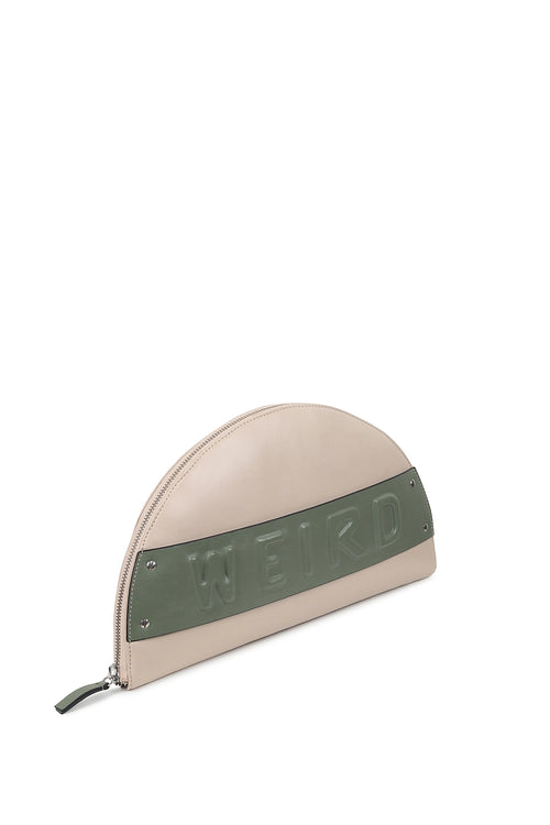 Lussa Beige Sage Green Half Moon Clutch Bag