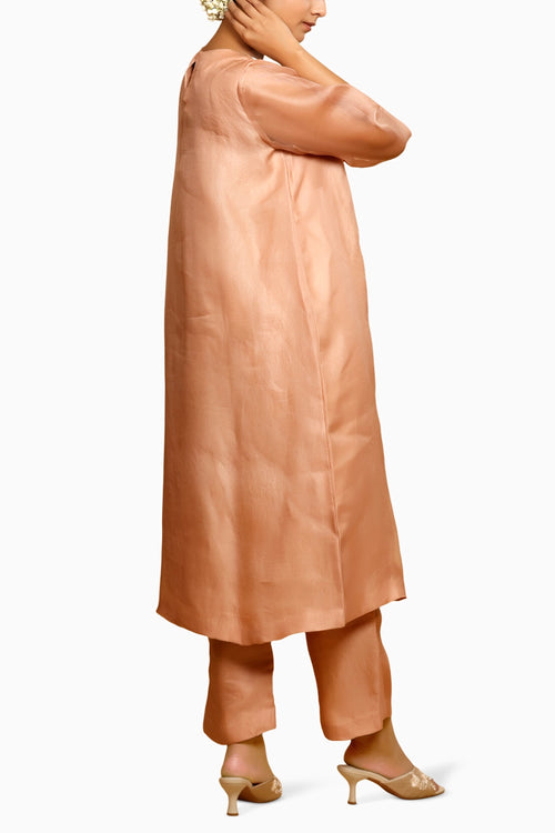 Sehej Peach Long Kurta Set