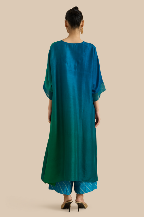 Green Blue Ombre Kaftan Set