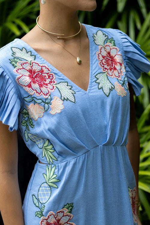 The Parisian Blue Embroidered Dress