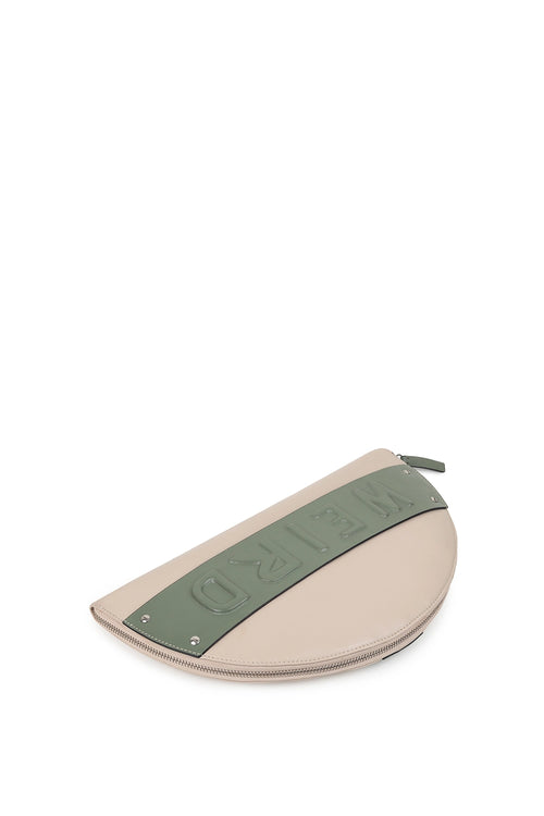Lussa Beige Sage Green Half Moon Clutch Bag