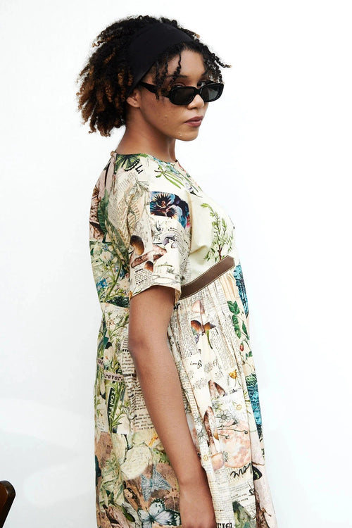Newspaper Print Co-ord Set With Leather