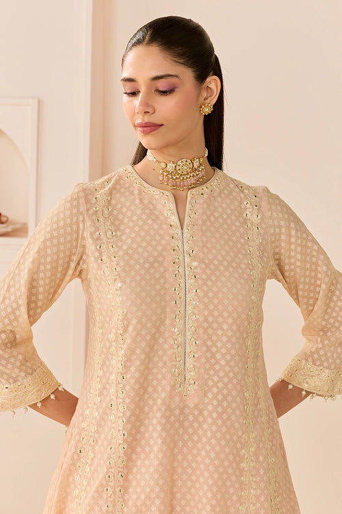 Firdaus Carnation Pink Long Kalidaar Chauga with Dogri Salwar and Dupatta