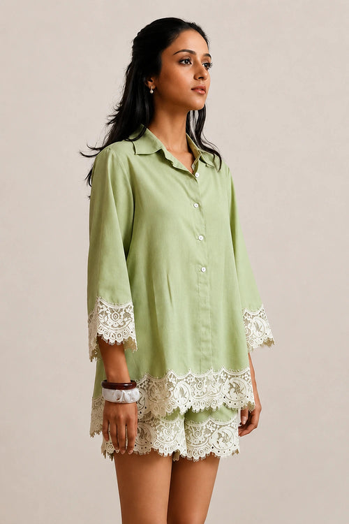 Sage Lace Shorts Set