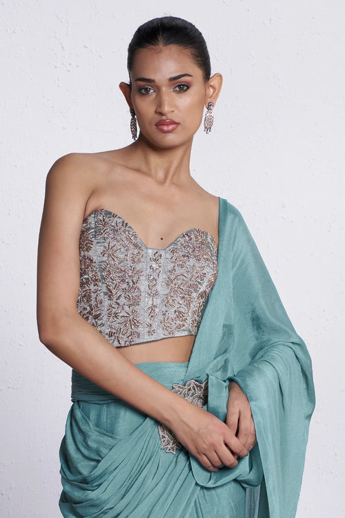 Azure Goddess Sari