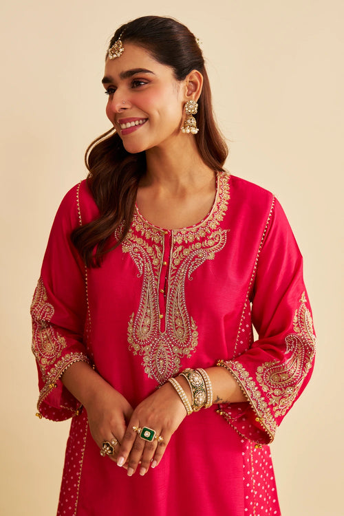 Jeriah Hotpink Short Chauga with Salwar
