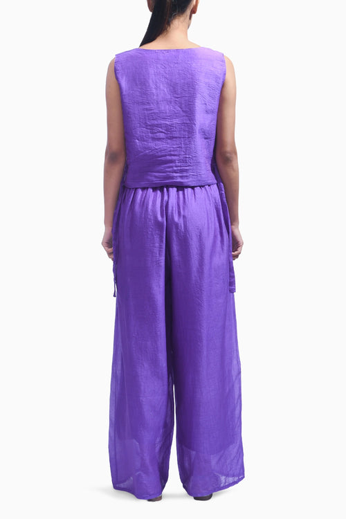 Violet Cross Silk Co-ord Set