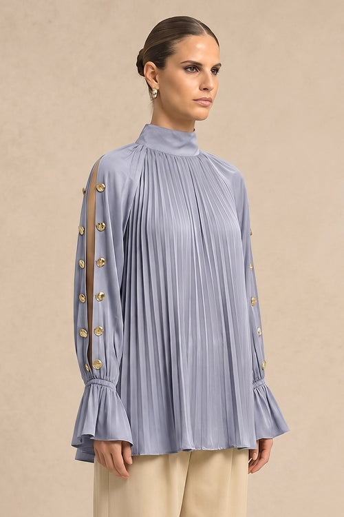 Steel Grey Halter Neck Blouse