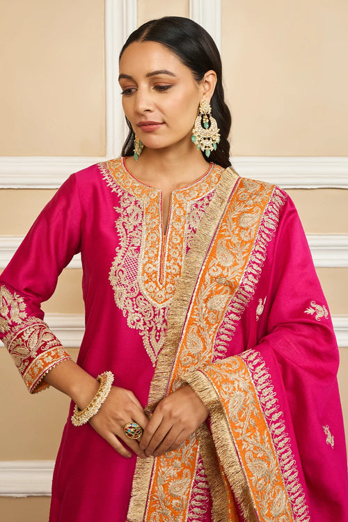 Amira Hotpink Kurta with Sharara and Dupatta