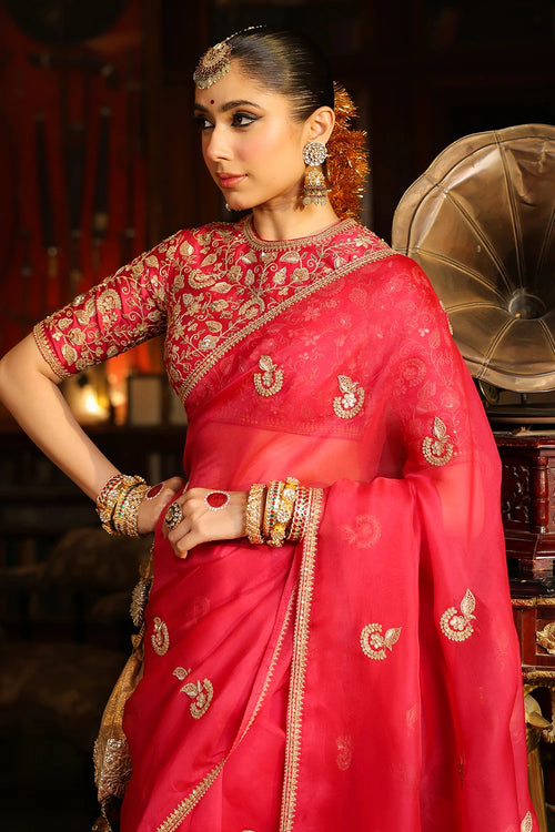 Ahista Dark Pink Gota Patti Saree Set