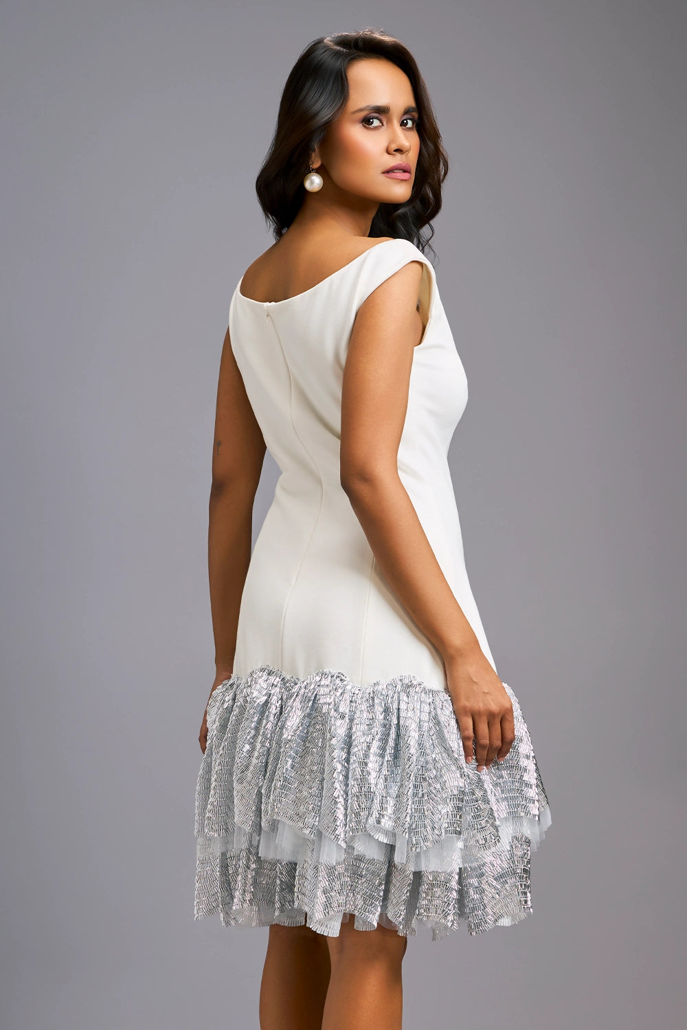 White Ruffle Luxe Off-Shoulder Dress