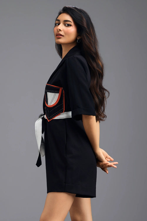 Black Tailored Playsuit