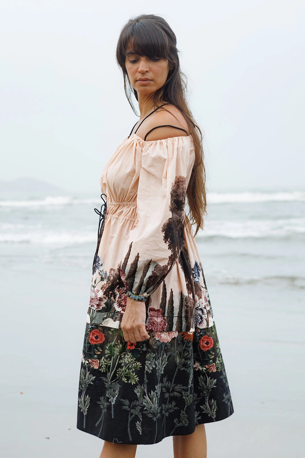 Peach Forest Crump Black Knot Dress