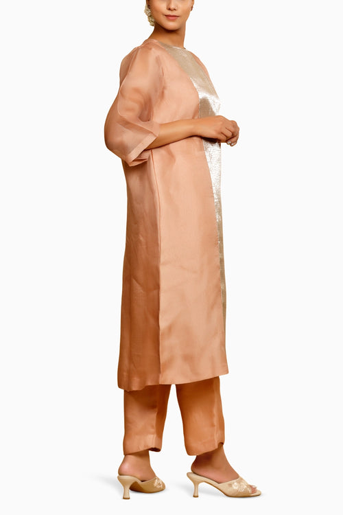Sehej Peach Long Kurta Set