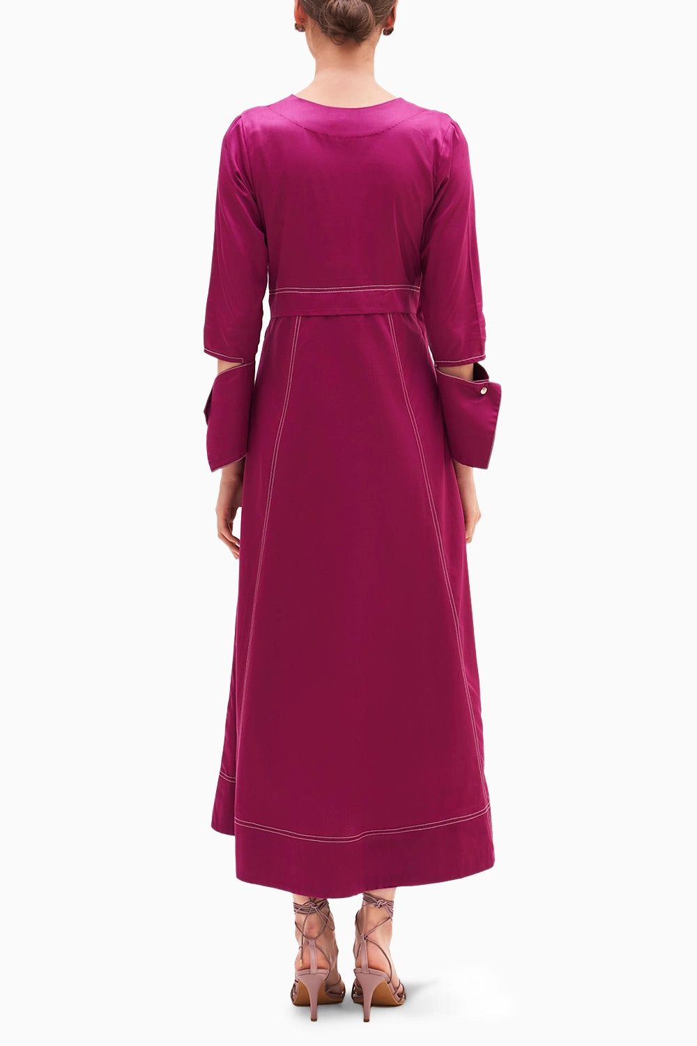 Raspberry Flota Wrap Cape Dress