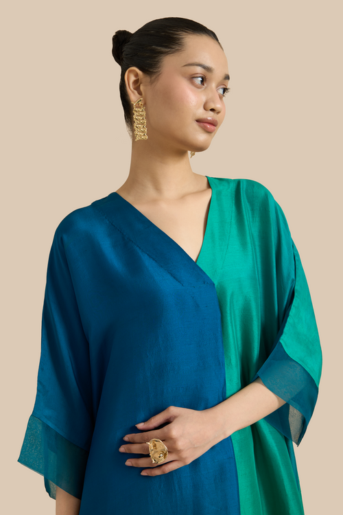 Green Blue Ombre Kaftan Set