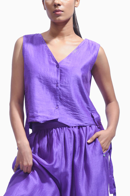 Violet Cross Silk Co-ord Set