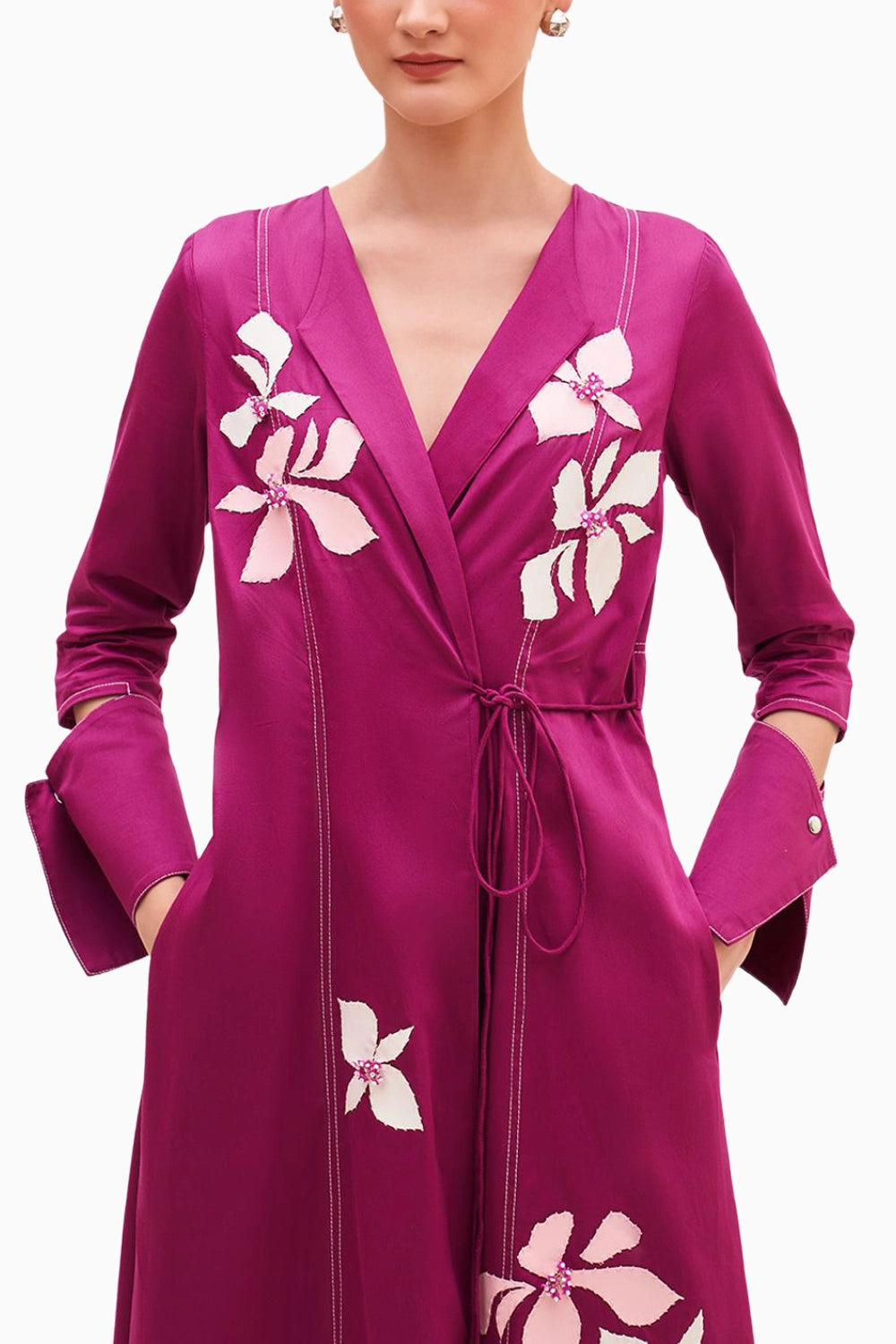 Raspberry Flota Wrap Cape Dress