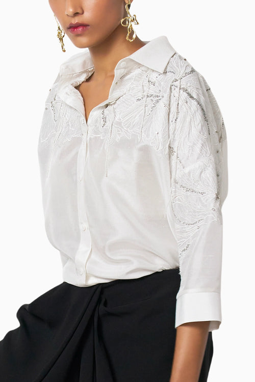 Ro White Shirt With Sky Black Pants