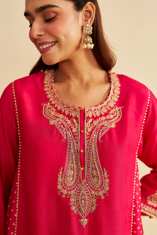 Jeriah Hotpink Short Chauga with Salwar