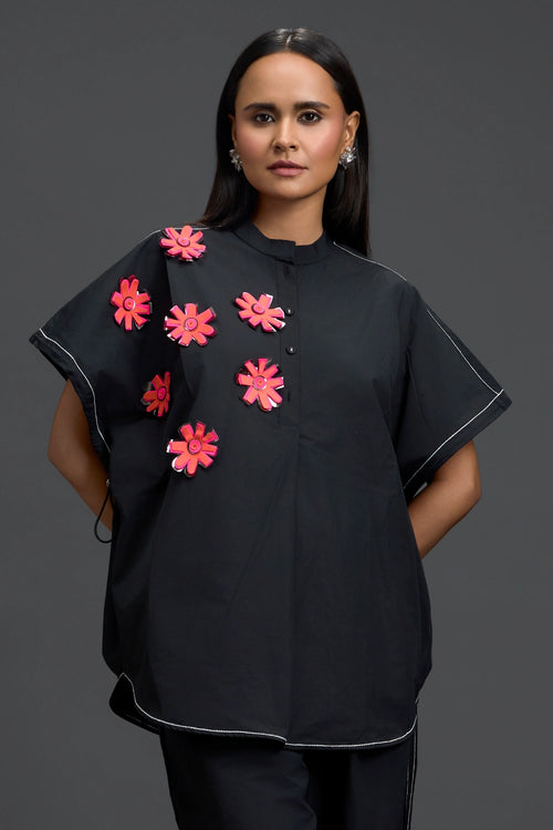 Black Floral Patch Co-ord Set
