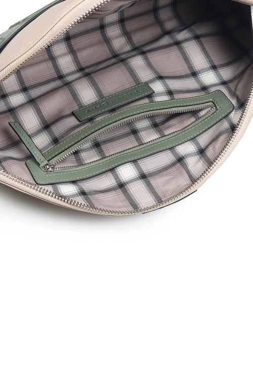 Lussa Beige Sage Green Half Moon Clutch Bag