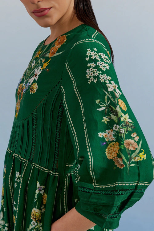 Green Bouquet Midi Dress
