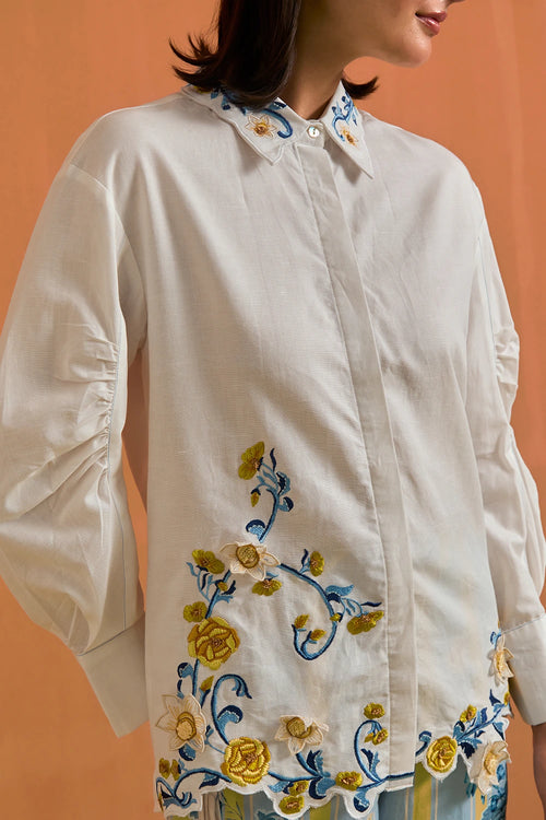 White Aurelia Floral Embroidered Co-ord Set