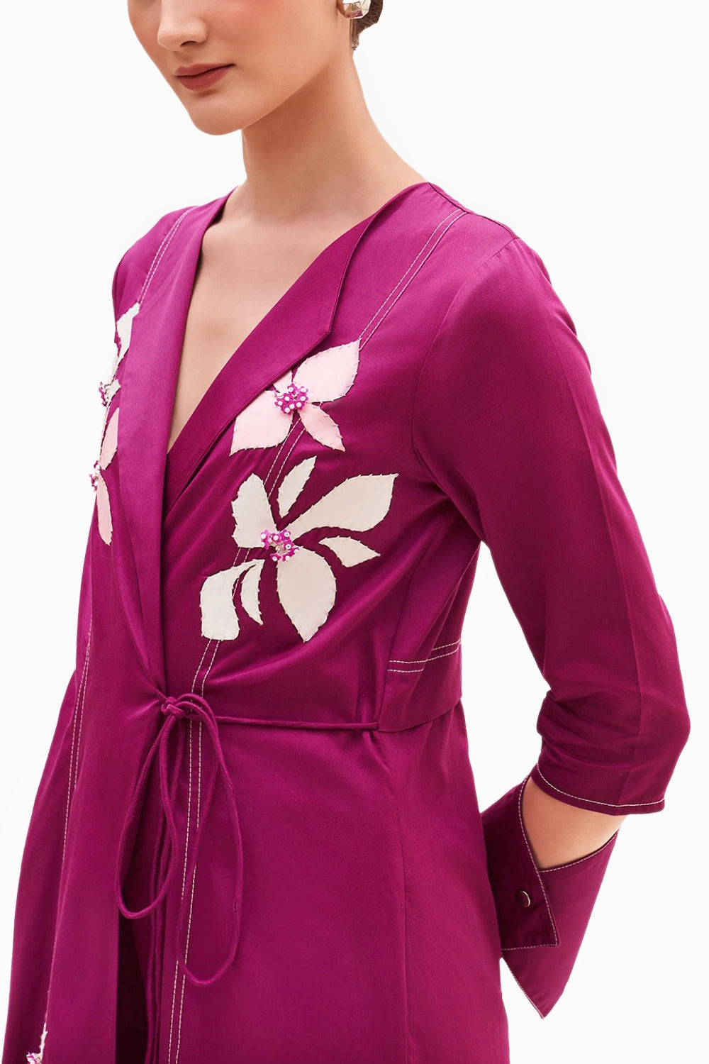 Raspberry Flota Wrap Cape Dress