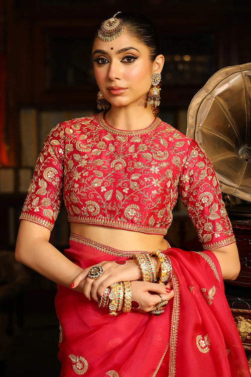 Ahista Dark Pink Gota Patti Saree Set