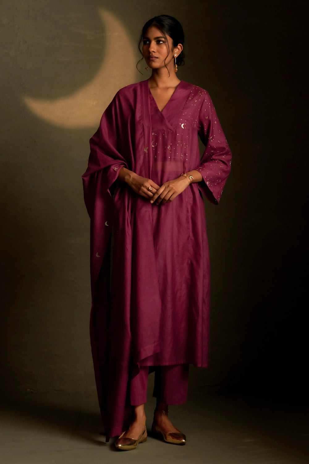 Twilight Magenta Double Yoke Kurta Set