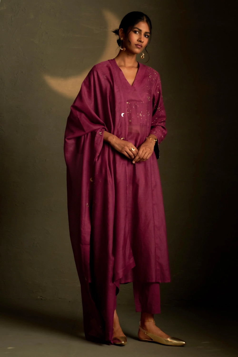 Twilight Magenta Double Yoke Kurta Set
