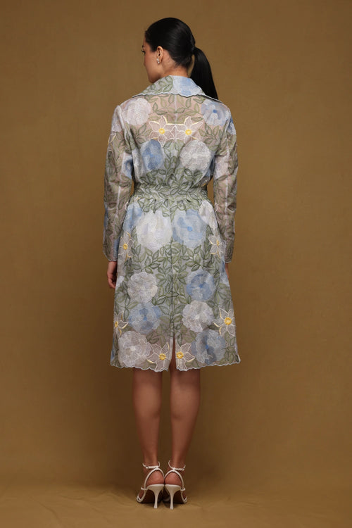 Blue Trench Coat with Belt