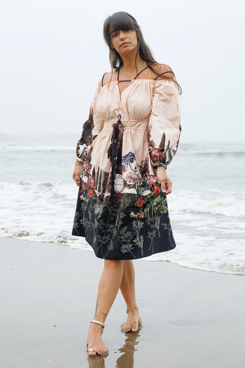 Peach Forest Crump Black Knot Dress
