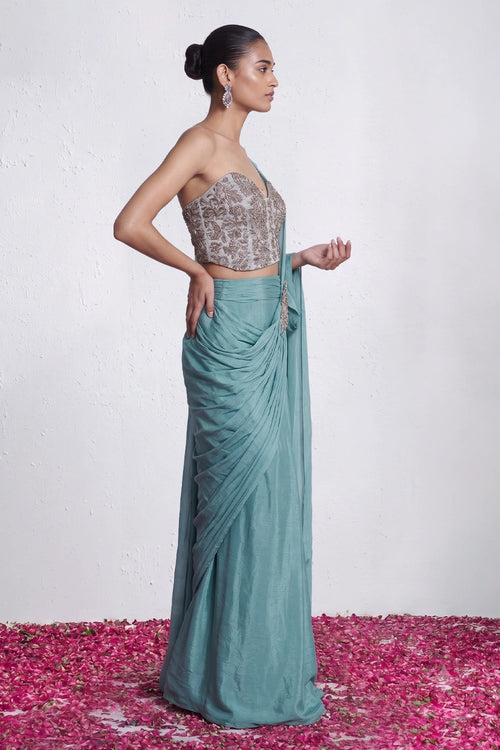 Azure Goddess Sari