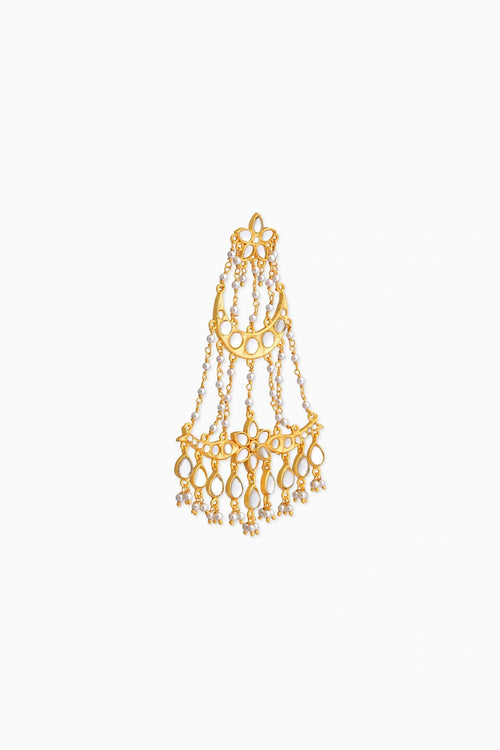 Resham chandelier with Mirror Polki