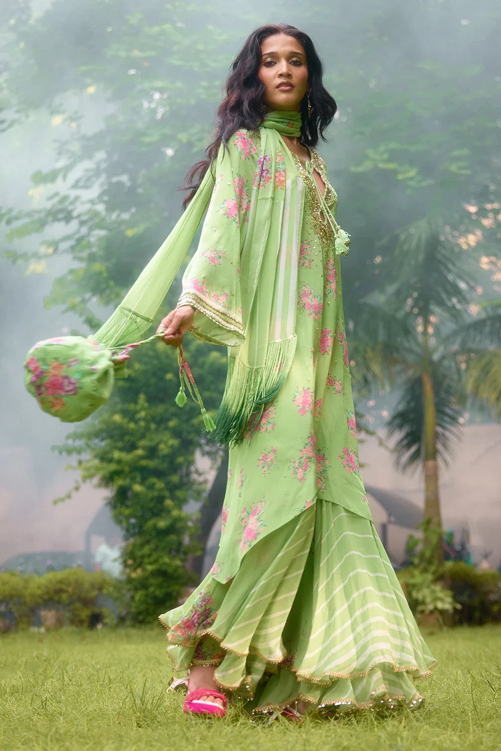 Dilkush Green Kurta Sharara Set