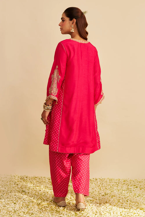 Jeriah Hotpink Short Chauga with Salwar